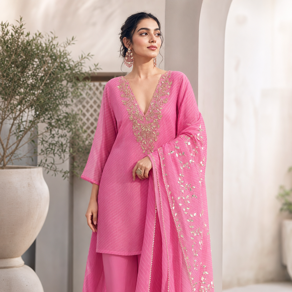 Kashmira Gota Patti Kota Doriya Silk Suit