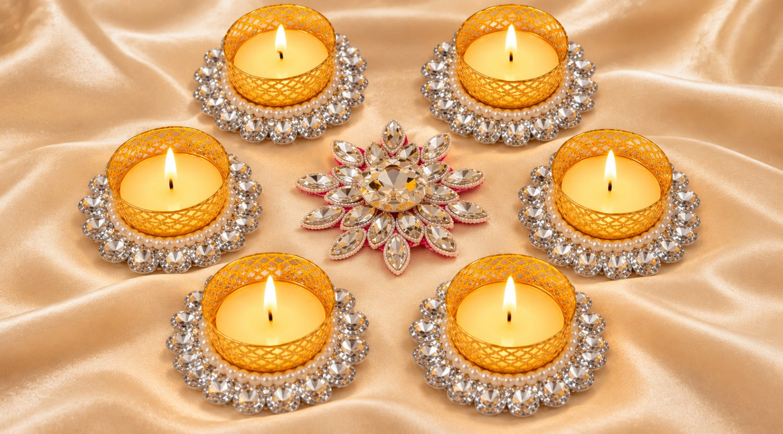 Crystal jagmag 6 pc Diya set