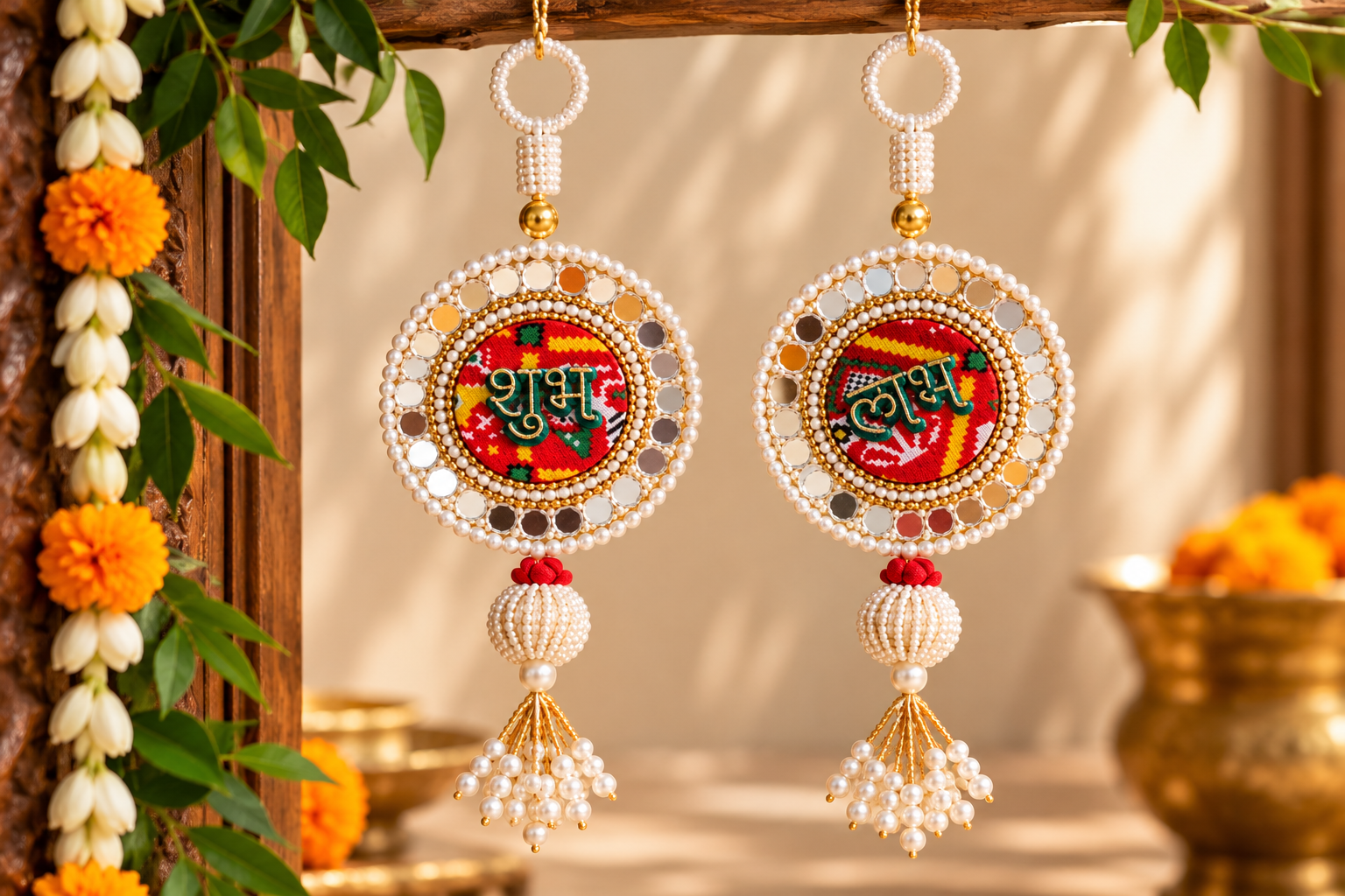 Bandhni-Glass Hanging /Danglers -Set of 2