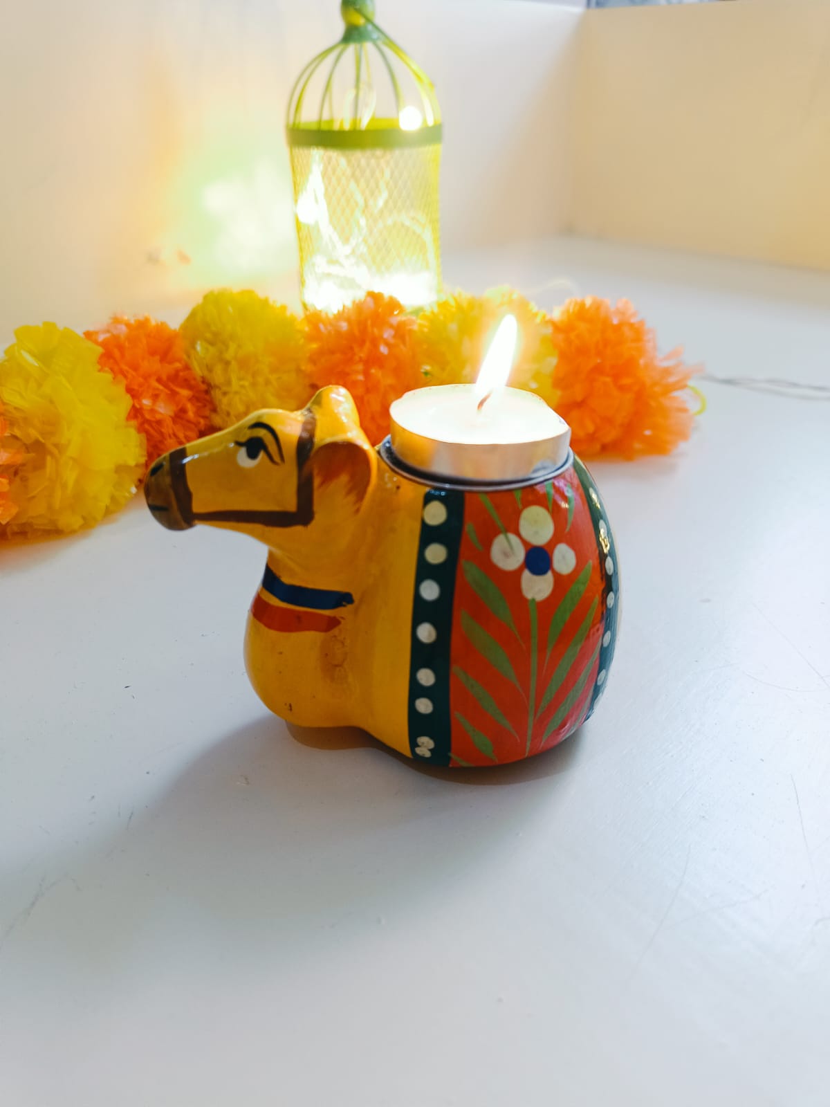 Camel Table Paper Mache Candle