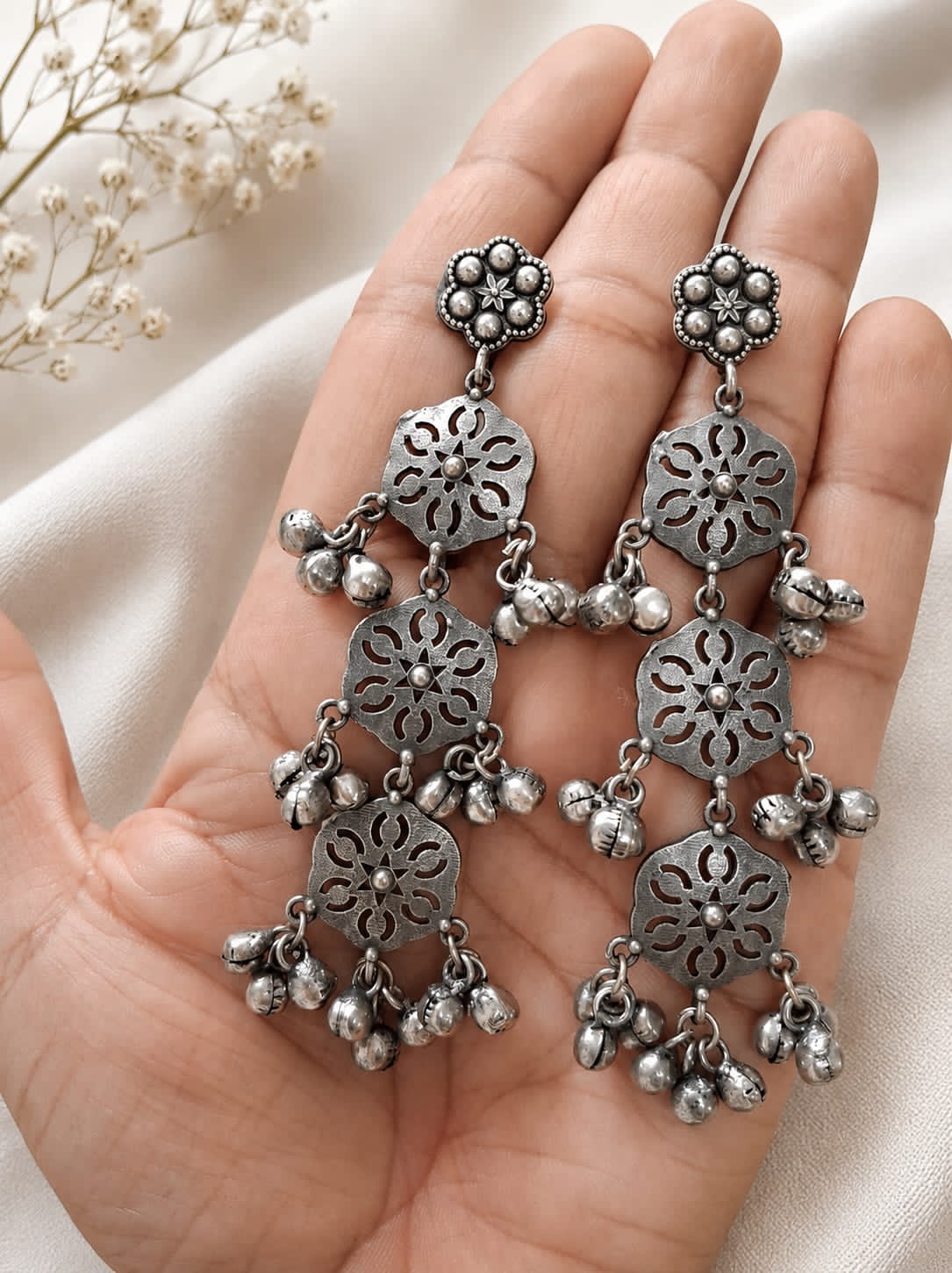 Aabha Oxidized Jhumki Earrings