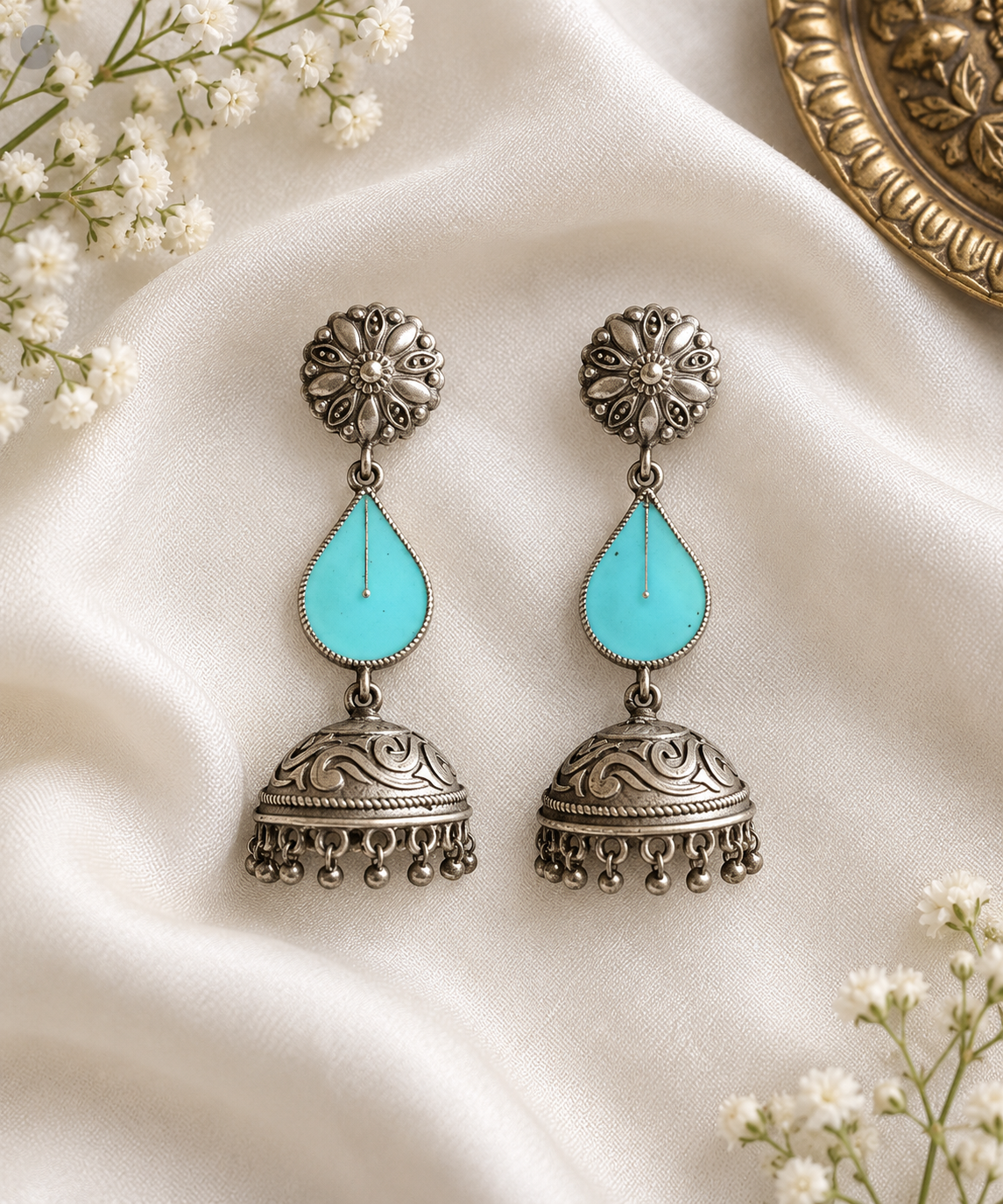 Sitara Silver Look Alike Earrings