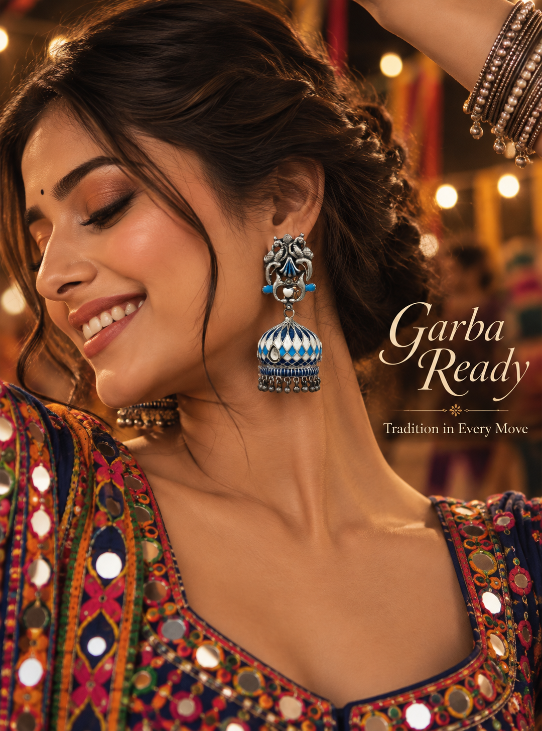 Silver Lookalike Neelpari Jhumka Earrings