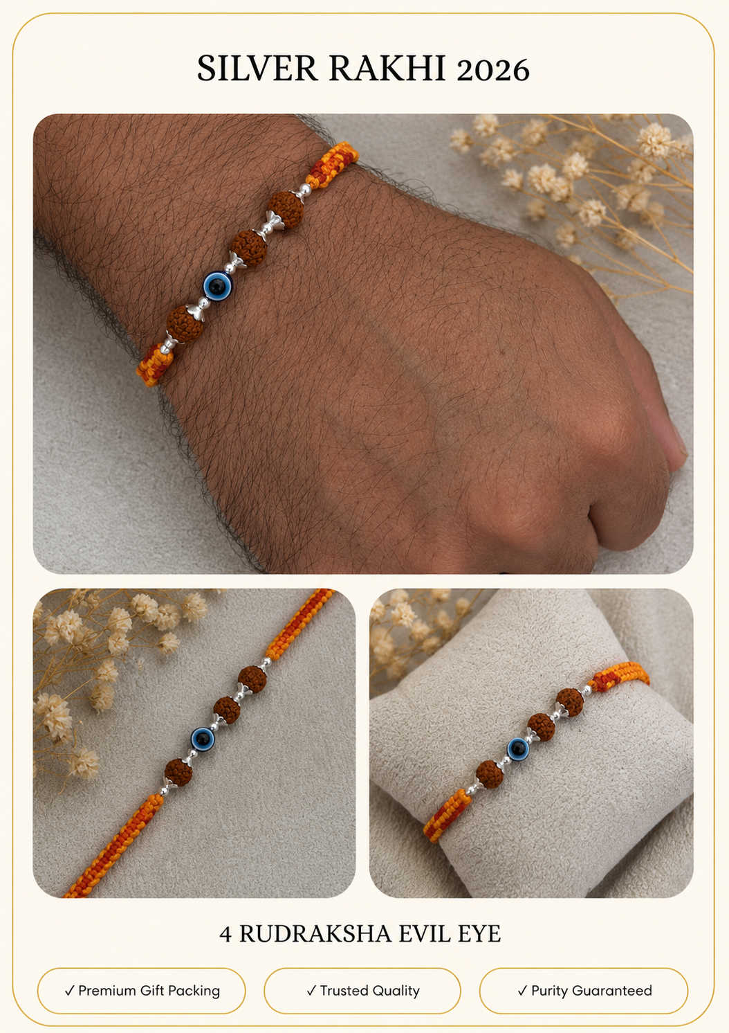 Minimal Silver Rakhi Design 8 ( Purity 92.5% )