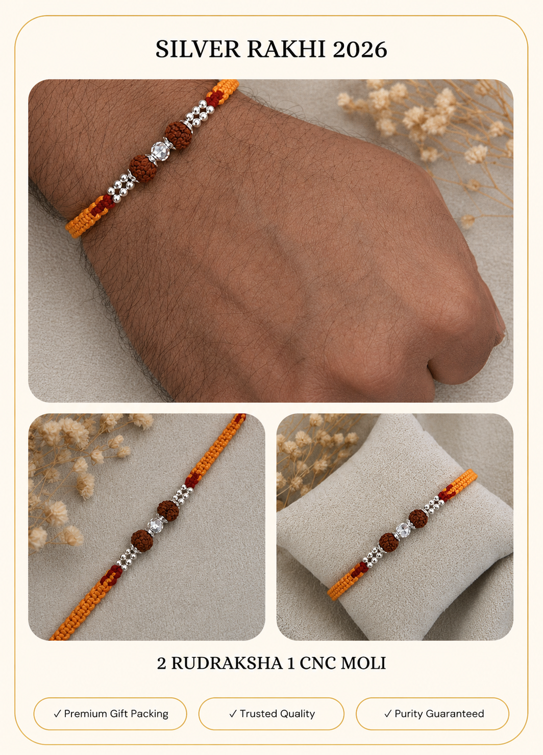 Minimal Silver Rakhi Design .9 ( Purity 92.5% )