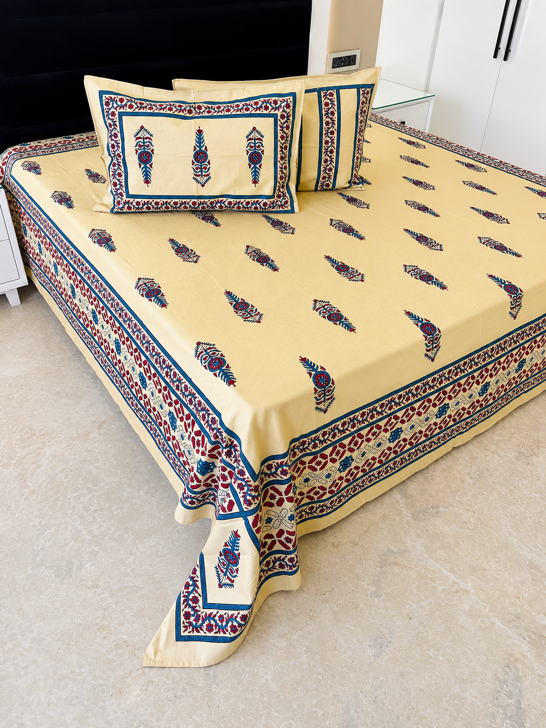 Sugandh Jumbo King Bedsheet Set |110x110 inches | 100% Cotton  •  Jumbo King Bedsheet Set |110x110 inches | 100% Cotton