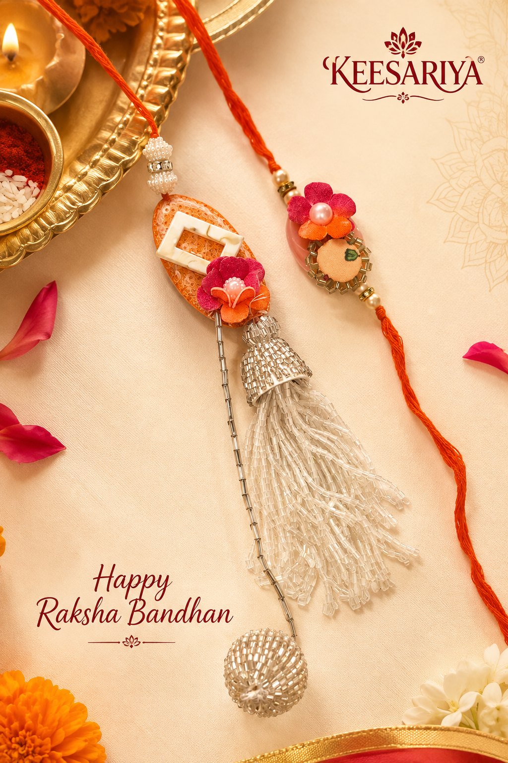 Orange Lavanya LUXE Loomba Rakhi sets