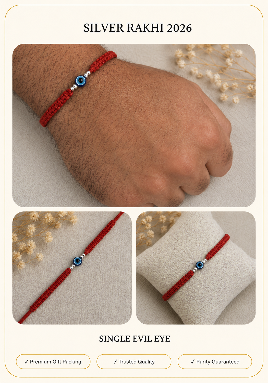 Minimal Silver Rakhi Design 5 ( Purity 92.5% )
