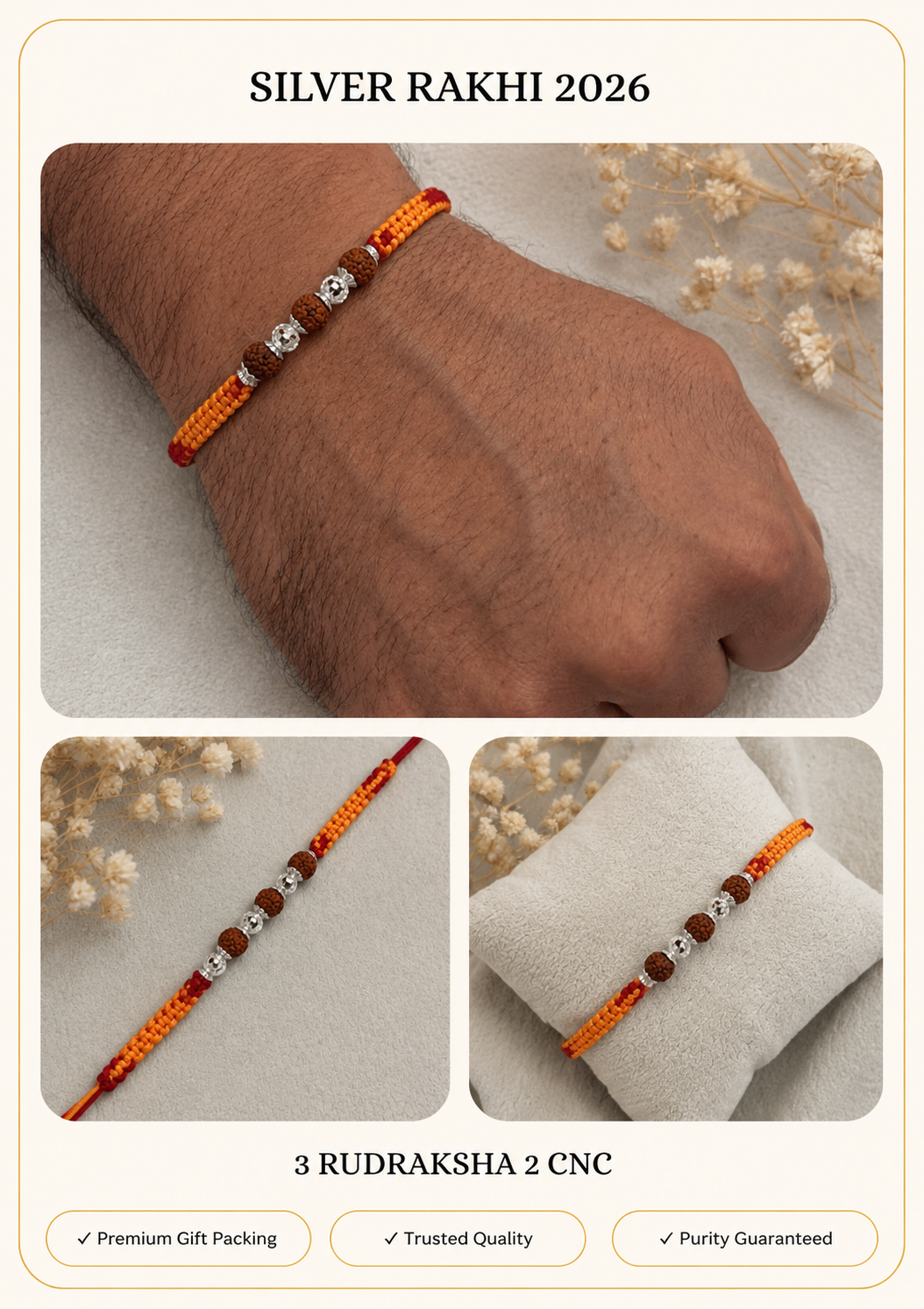 Minimal Silver Rakhi Design 7 ( Purity 92.5% )