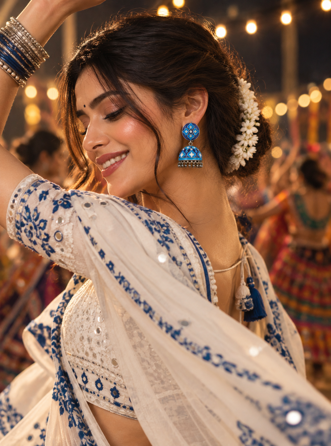 Silver Lookalike Neelpari Jhumka Earrings