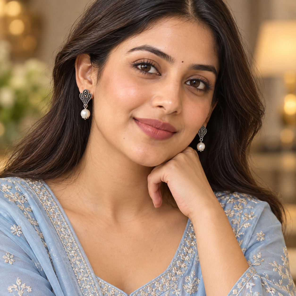 Zariya Silver Look Alike Earrings