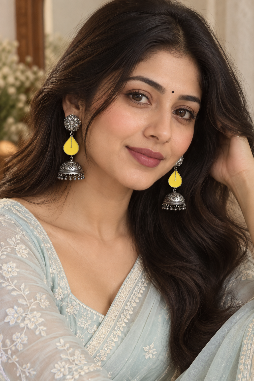 Mrittika Silver Look Alike Earrings
