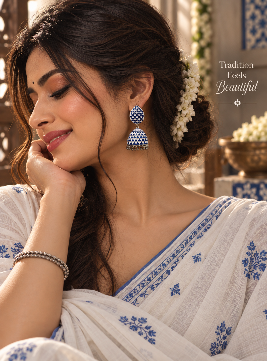 Silver Lookalike Neelpari Jhumka Earrings