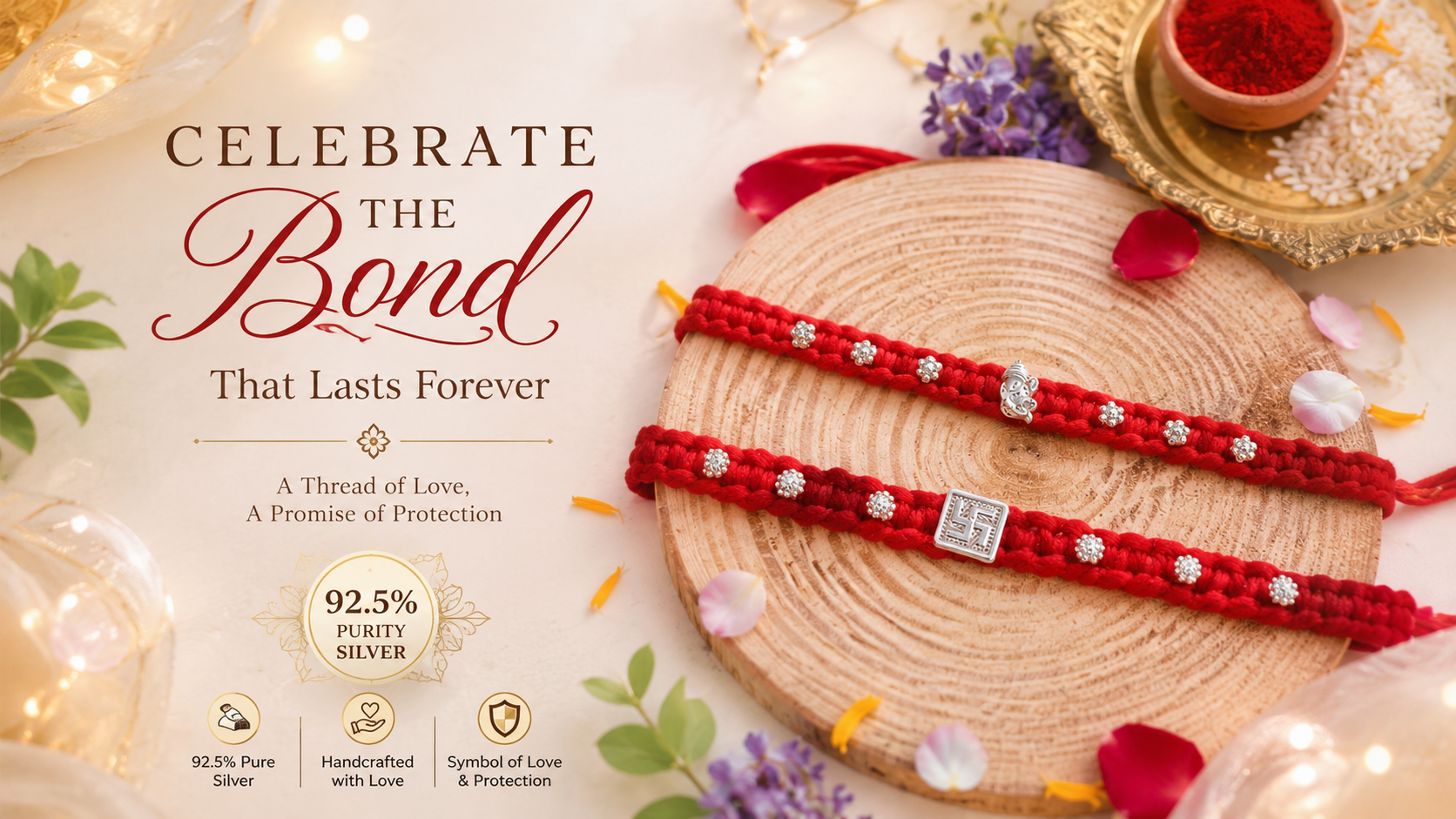Minimal Chandi  Rakhi ( 92.5 purity ){combo of 2}