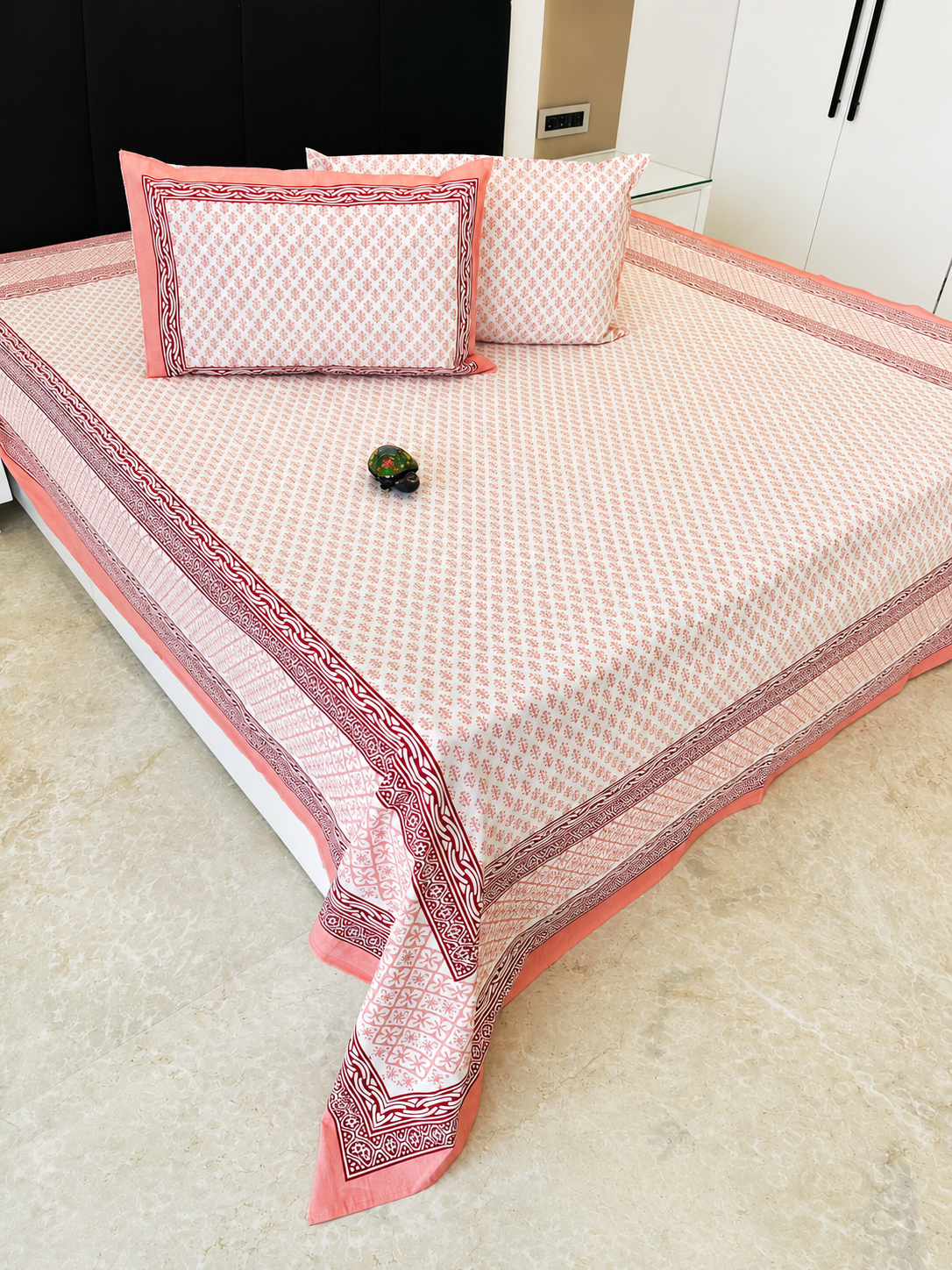 Vedic Handblock Bedsheet Set | 93 × 108 inches | 100% Cotton