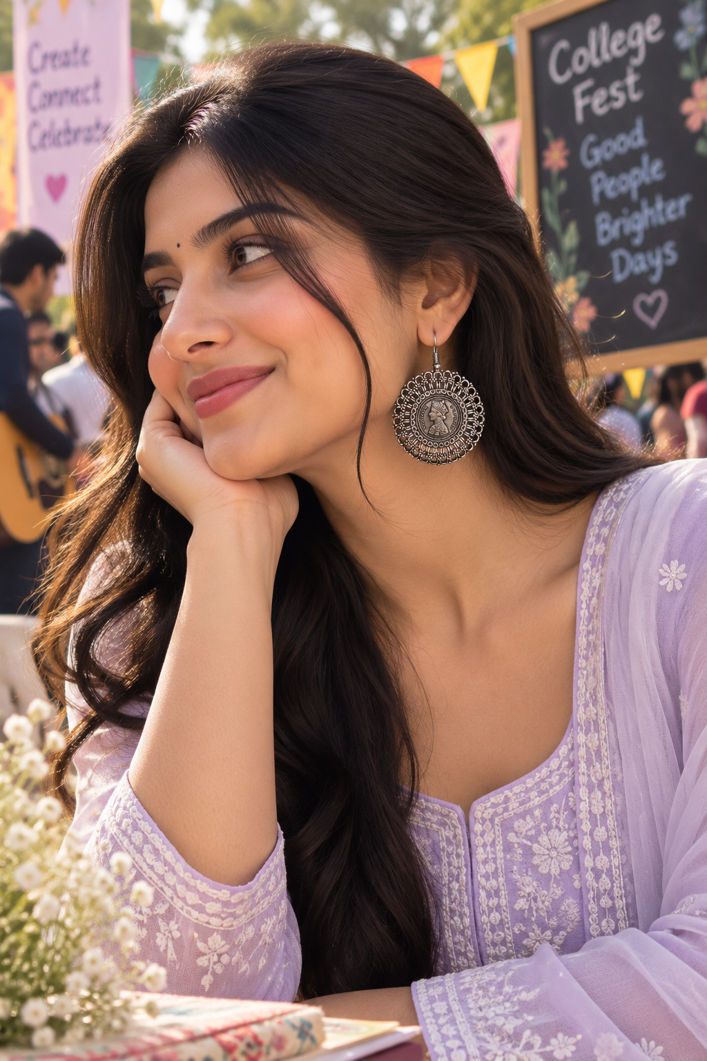 Ruhani Silver Look Alike Earrings